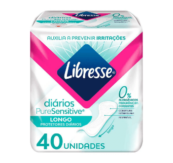 Protetor Diário Libresse Pure Sensitive Longo Sem Fragrância 40 unidades